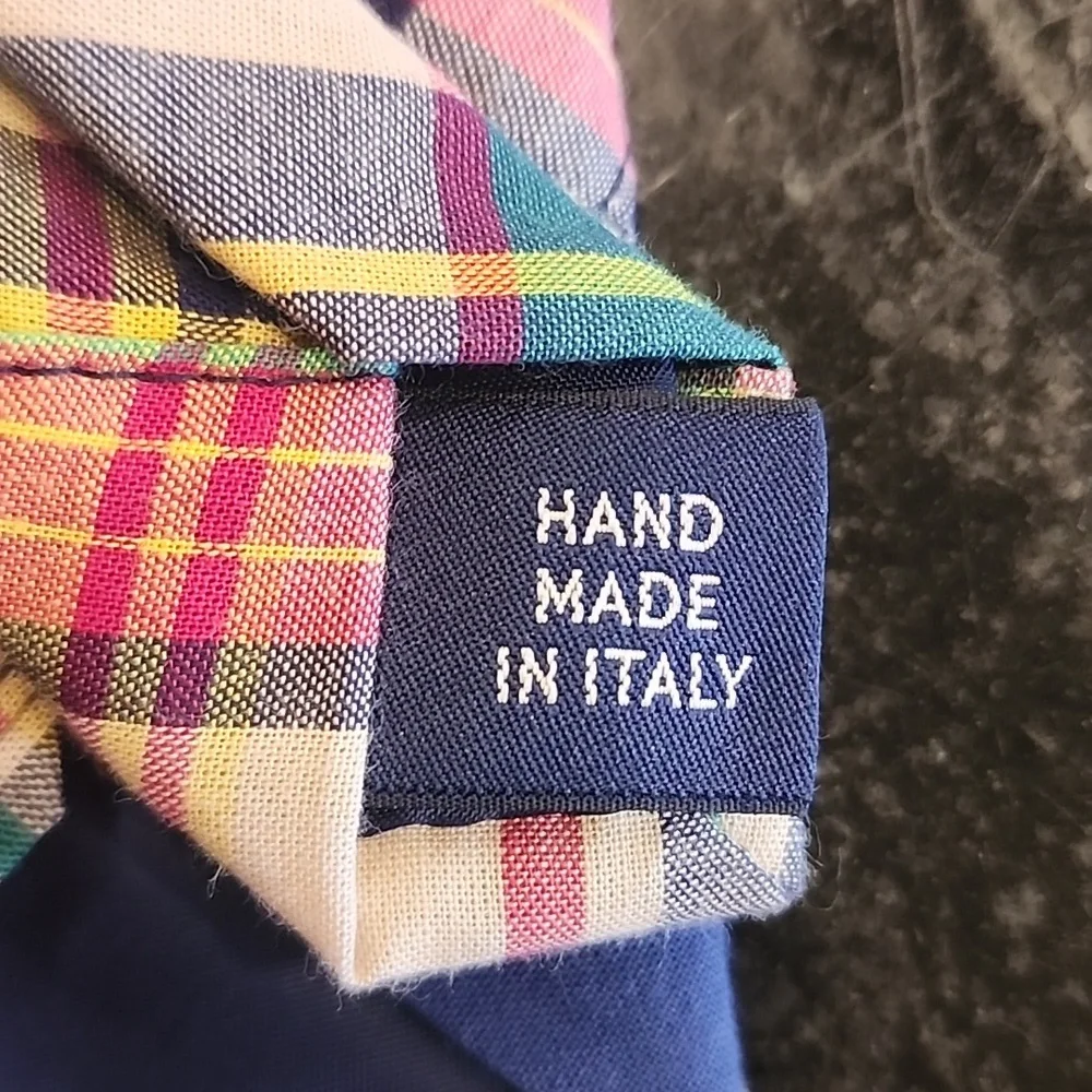 NWT Polo Ralph Lauren Kids Madras Plaid Cotton Tie Made In Italy
